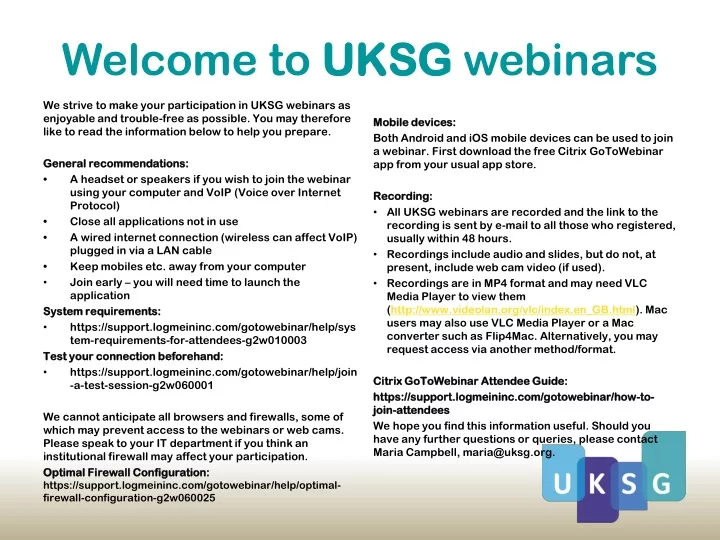 welcome to uksg webinars