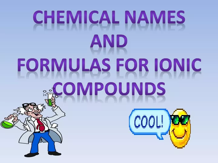 chemical names and formulas for ionic compounds