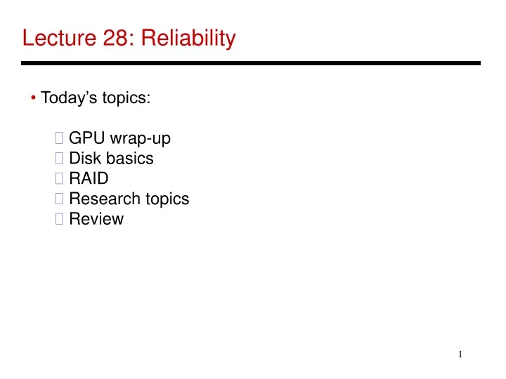 lecture 28 reliability