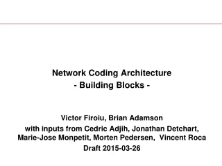 Network Coding Architecture - Building Blocks - Victor Firoiu, Brian Adamson