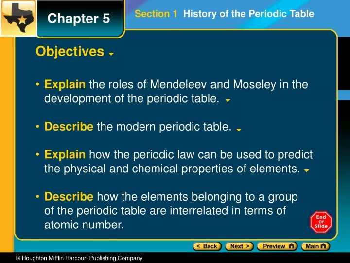 section 1 history of the periodic table