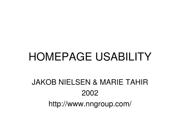 homepage usability