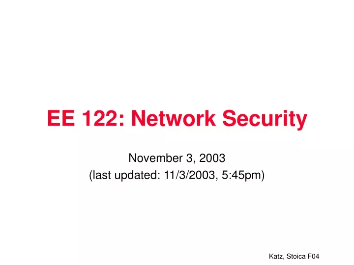 ee 122 network security