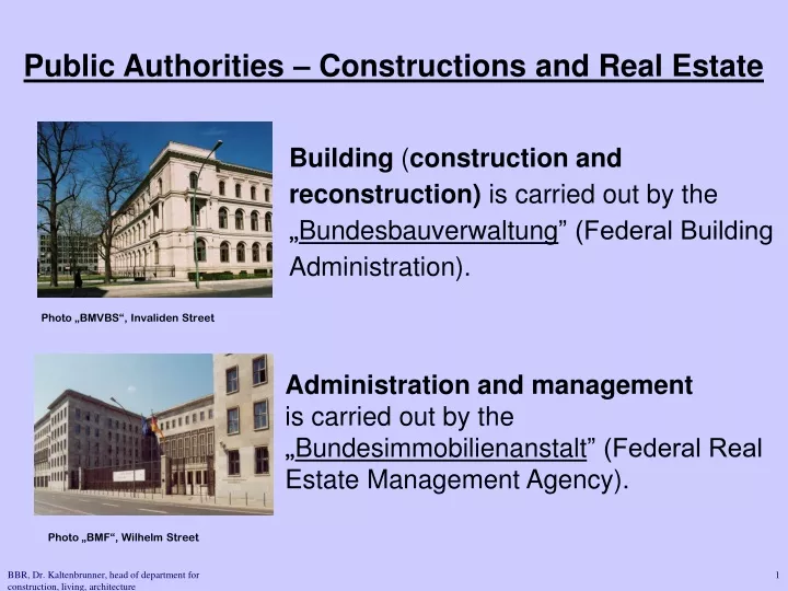 public authorities constructions and real estate
