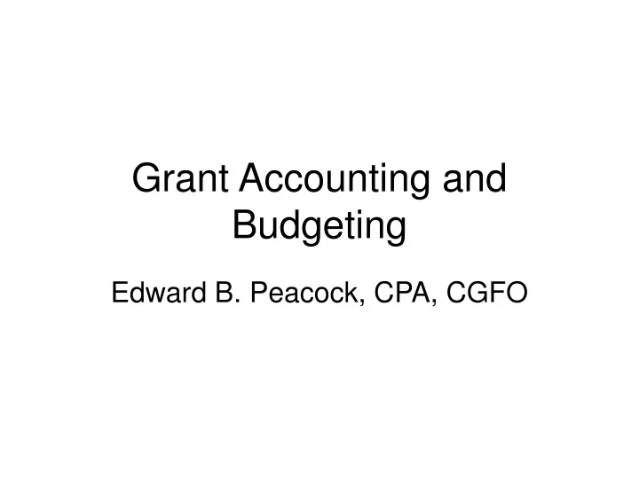 grant accounting and budgeting