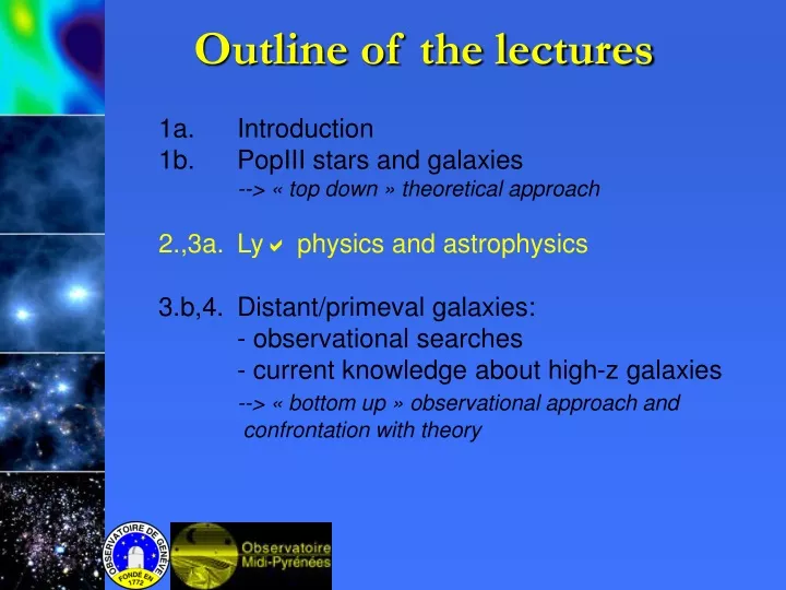 outline of the lectures