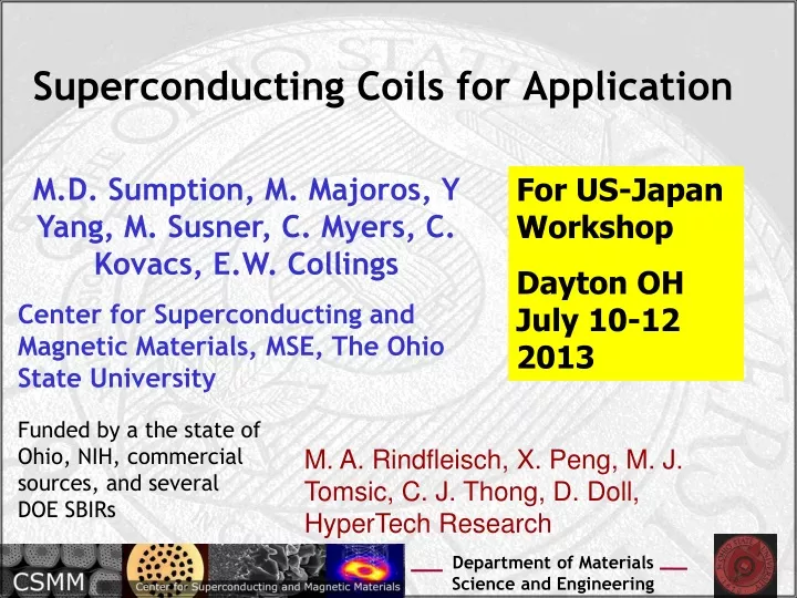 superconducting coils for application