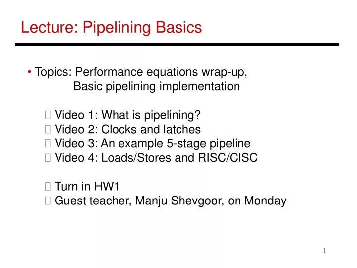 lecture pipelining basics