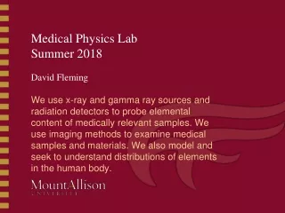Medical Physics Lab  Summer 2018