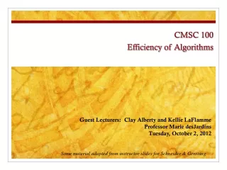 CMSC 100 Efficiency of Algorithms