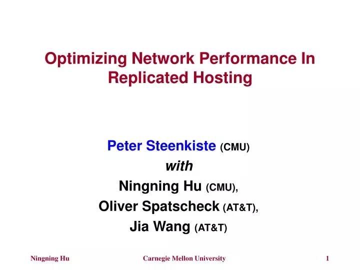 optimizing network performance in replicated hosting