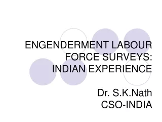 ENGENDERMENT LABOUR FORCE SURVEYS: INDIAN EXPERIENCE Dr. S.K.Nath CSO-INDIA