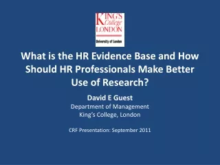 What is the HR Evidence Base and How Should HR Professionals Make Better Use of Research?