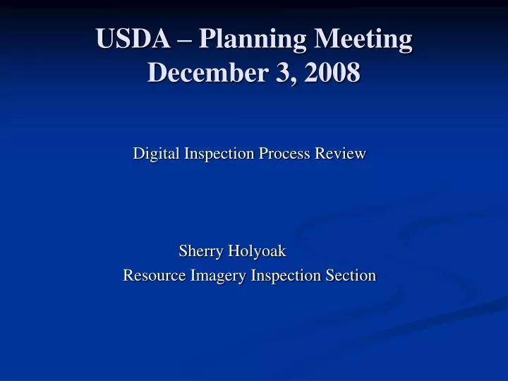 usda planning meeting december 3 2008