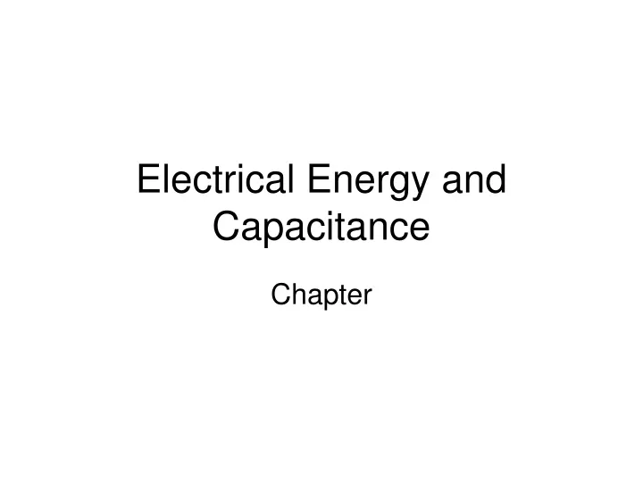 electrical energy and capacitance