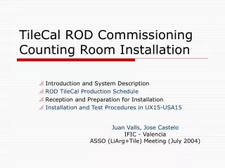 TileCal ROD Commissioning Counting Room Installation