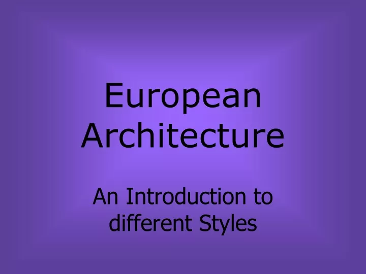 european architecture