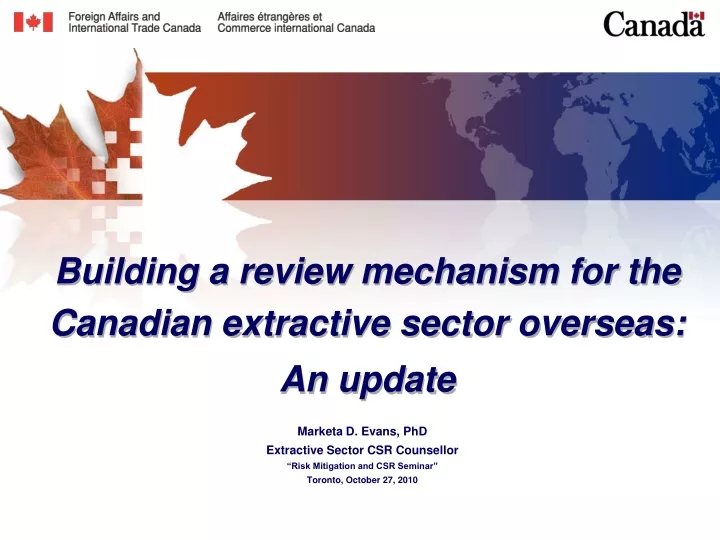 building a review mechanism for the canadian extractive sector overseas an update
