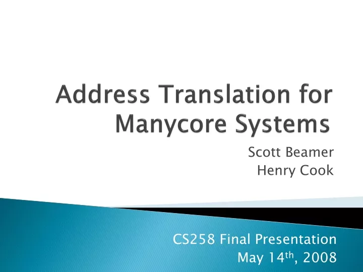 address translation for manycore systems