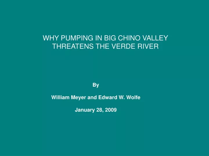 why pumping in big chino valley threatens