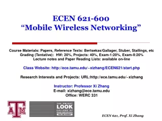 ECEN 621-600  “ Mobile Wireless Networking”