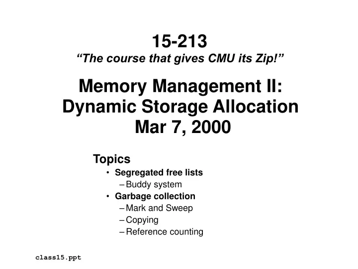 memory management ii dynamic storage allocation mar 7 2000