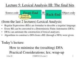 Lecture 5: Lexical Analysis III: The final bits