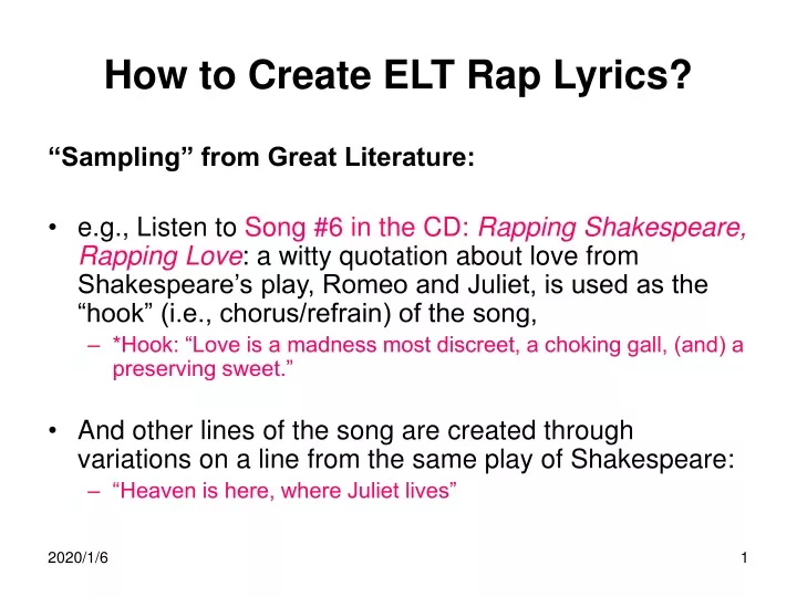 how to create elt rap lyrics