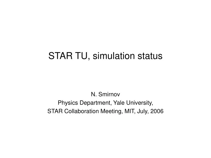 star tu simulation status