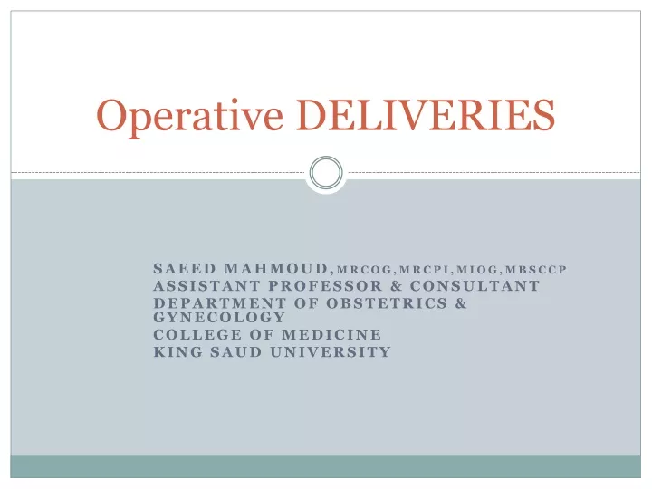 operative deliveries