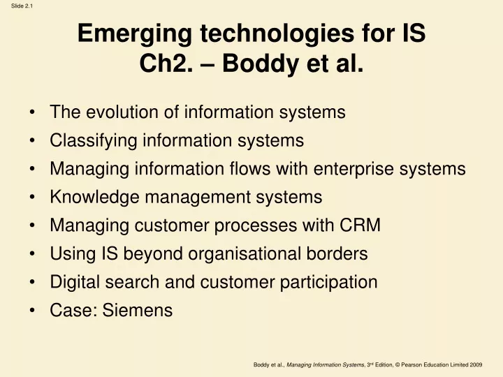 emerging technologies for is ch2 boddy et al