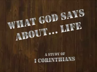 “ What God Says About the Collection ” I Corinthians 16:1-4