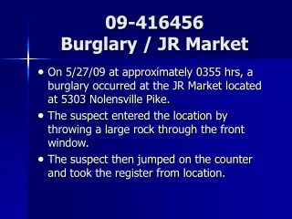 09-416456 Burglary / JR Market