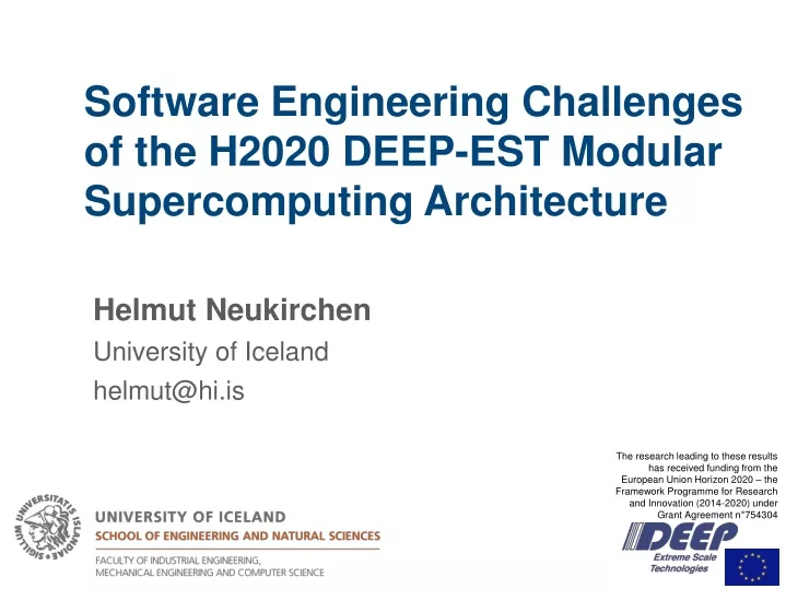 software engineering challenges of the h2020 deep est modular supercomputing architecture