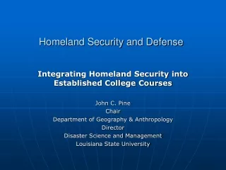 Homeland Security and Defense