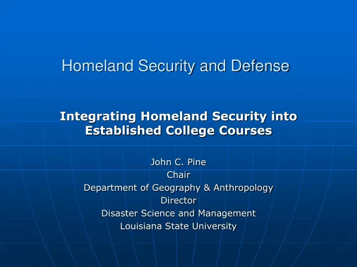 homeland security and defense