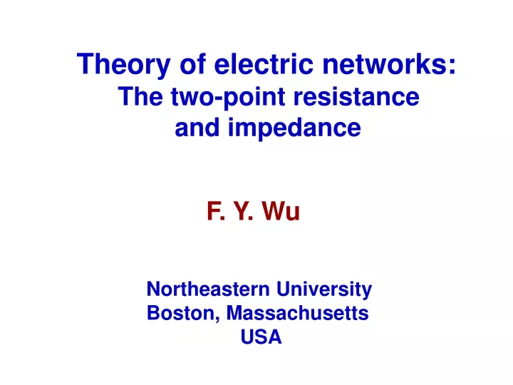 theory of electric networks the two point