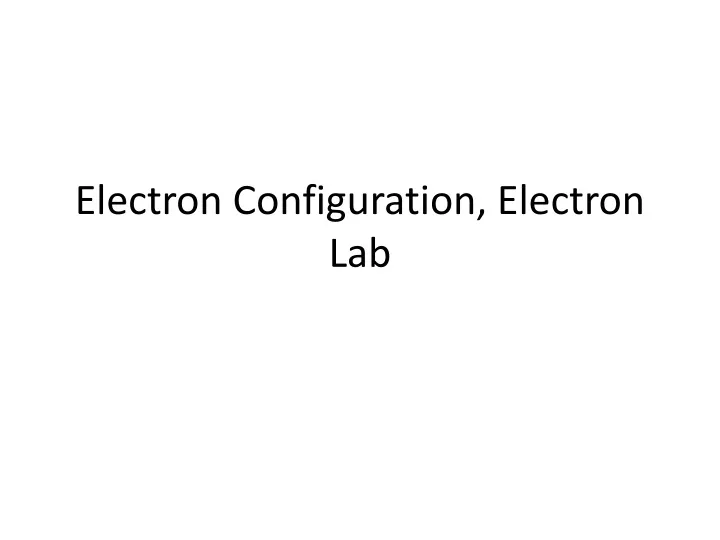 electron configuration electron lab