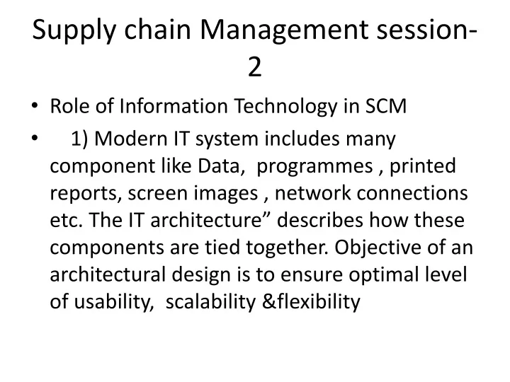 supply chain management session 2