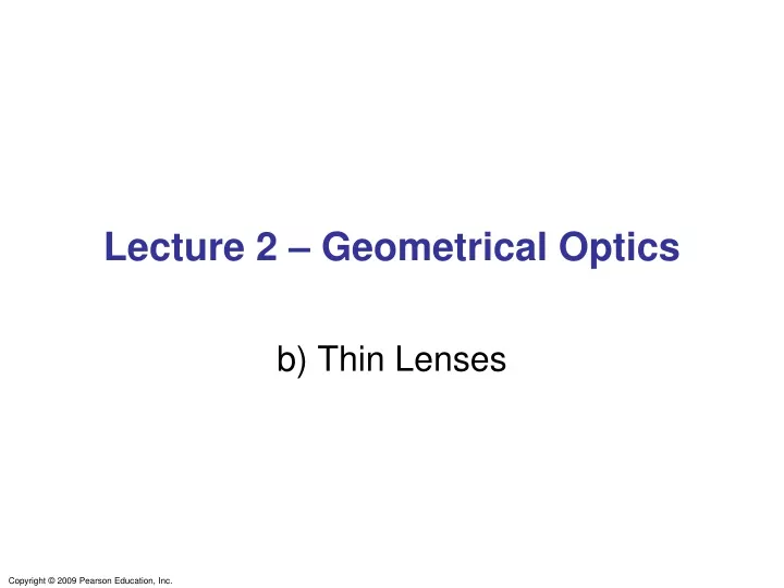lecture 2 geometrical optics