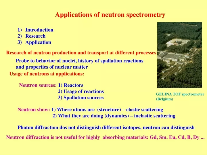 applications of neutron spectrometry