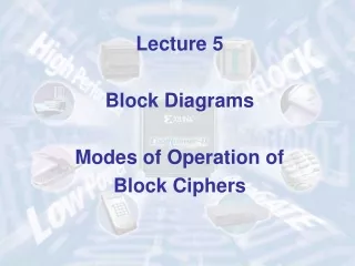 Lecture 5 Block Diagrams Modes of Operation of Block Ciphers