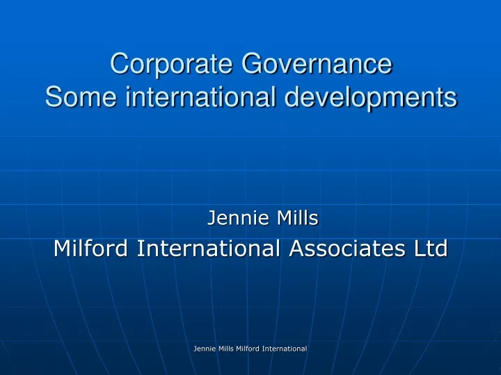 corporate governance some international developments