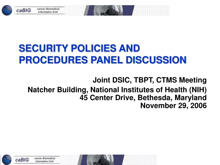 security policies and procedures panel discussion