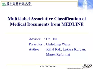 Multi-label Associative Classification of Medical Documents from MEDLINE