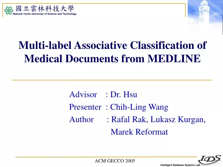 multi label associative classification of medical documents from medline