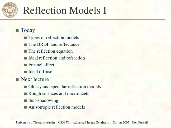 reflection models i