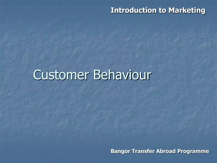 customer behaviour