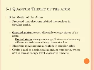5-1 Quantum Theory of the atom