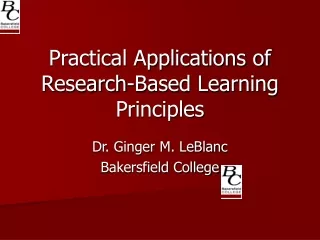 Practical Applications of Research-Based Learning Principles